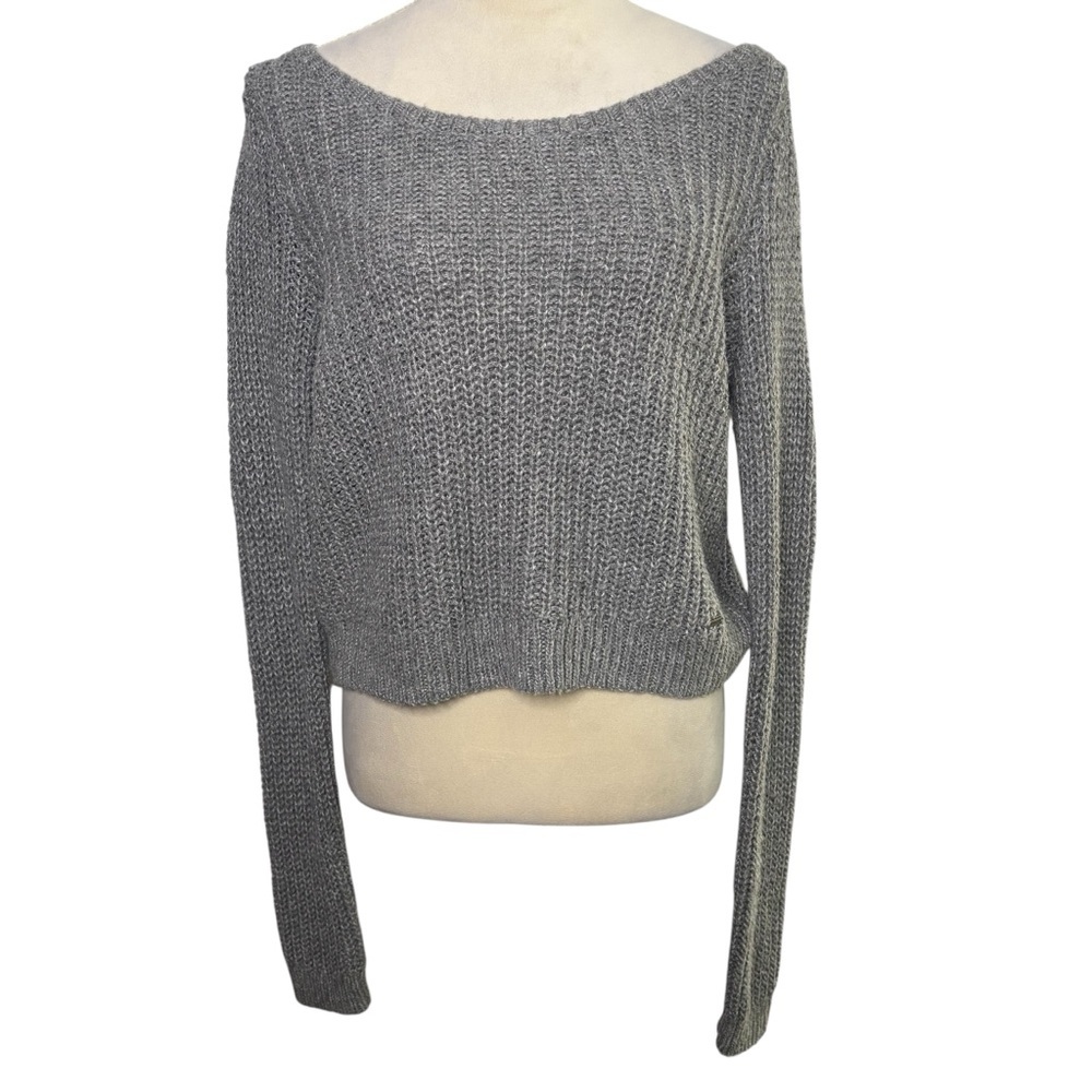 Abercrombie & Fitch Gray Knit Long Sleeve Wide Neck Sweater Size Large